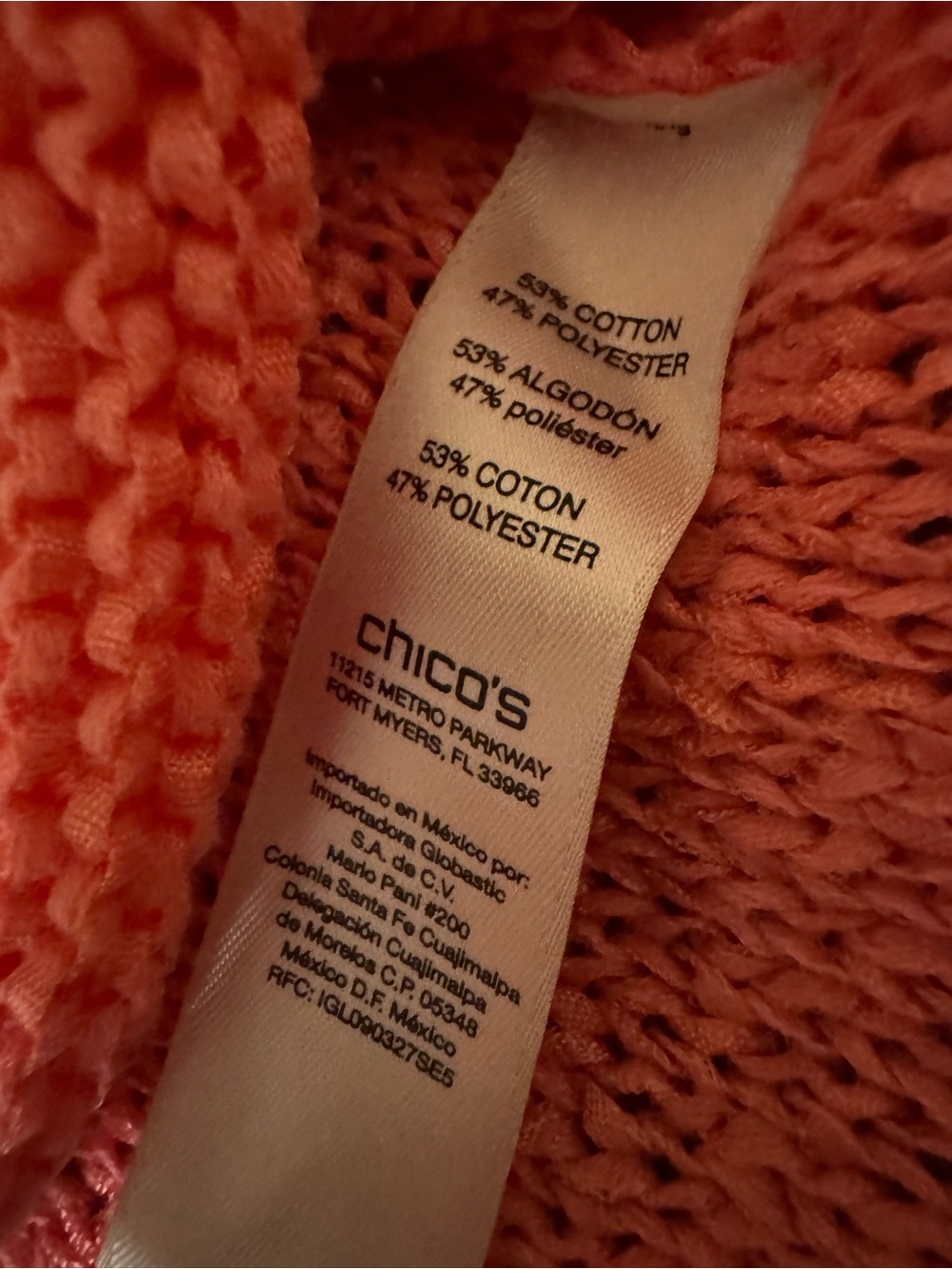 Chico's Coral-Pink Crewneck Knit Sweater Size 2( Large) - Picture 5 of 5